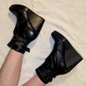 Swedish Designer Carin Wester Black Wedge Leather boots